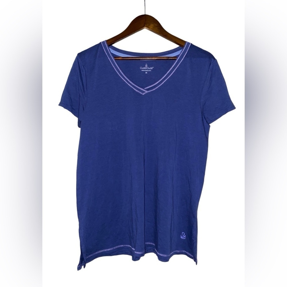 Women’s Cuddl Duds® Pajama V-Neck Tee Shirt M Pullover Lounge Relax Fit Sleep